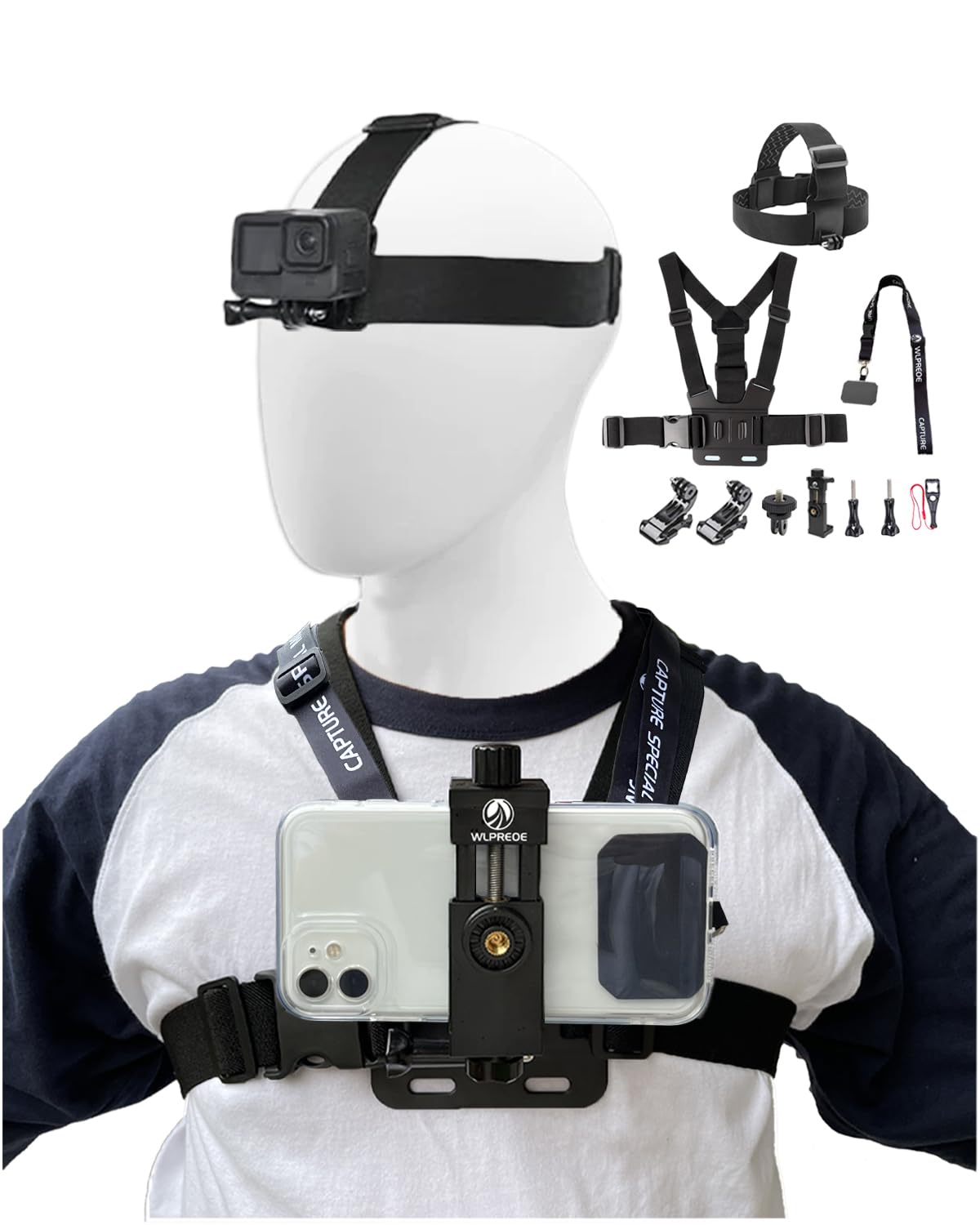 Phone Chest Mount Head Strap Accessories - Vlogging Kit For Iphone, Pov Phone Holder Compatible With Iphone 16 Pro Max Plus 15 1