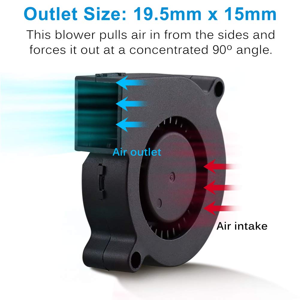 Gdstime 2-Pack 50Mm X 15Mm Blower Fan 12V 5015 Dual Ball Bearing Dc Brushless Cooling Turbo Fan 2 Pin 39 Inch Cable For 3D Print