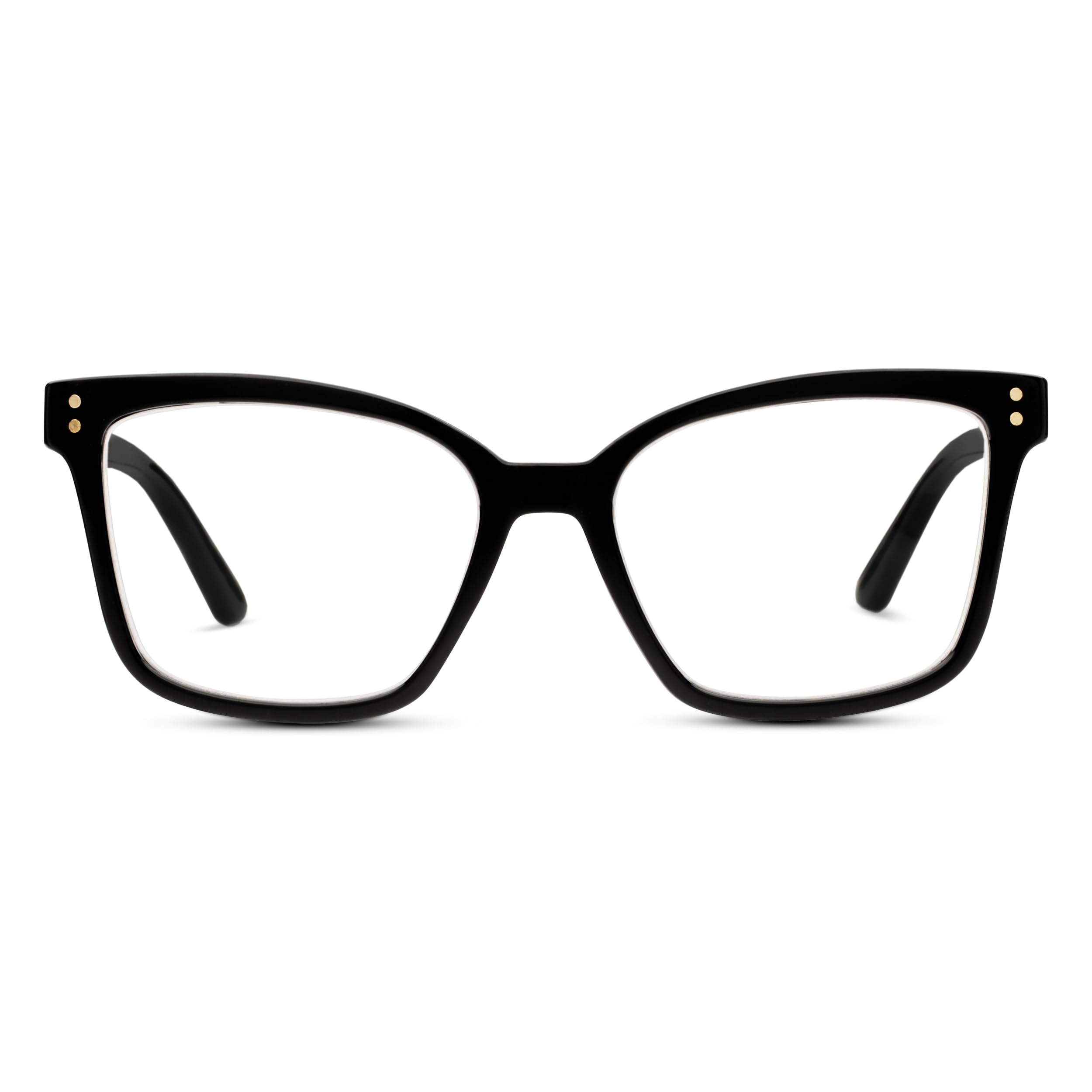 Peepers by PeeperSpecs Womens Octavia Square Blue Light Blocking Glasses, Black, +2.75