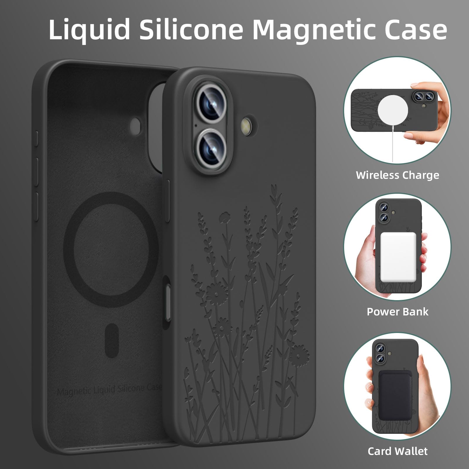 Oaoa Magnetic Case Compatible With Iphone 16 Case, Compatible With Magsafe, Camera Protection, Cute And Durable Liquid Silicone