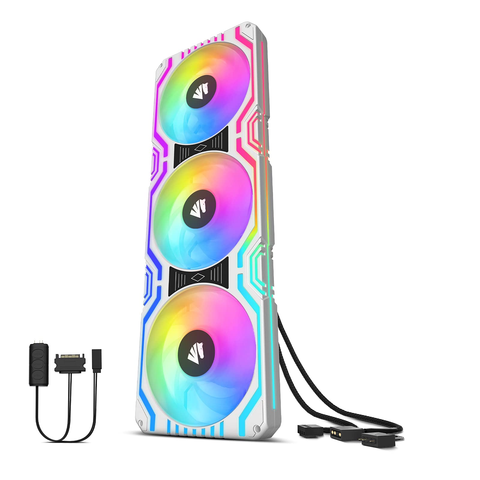 Asiahorse Matrix White 56 Addressable Rgb Leds 360Mm All In One Square Frame Integrated Fan With Mb Sync/Analog Controller,Integrated Pwm Control Fan For Computer Case And Liquid Cooling System