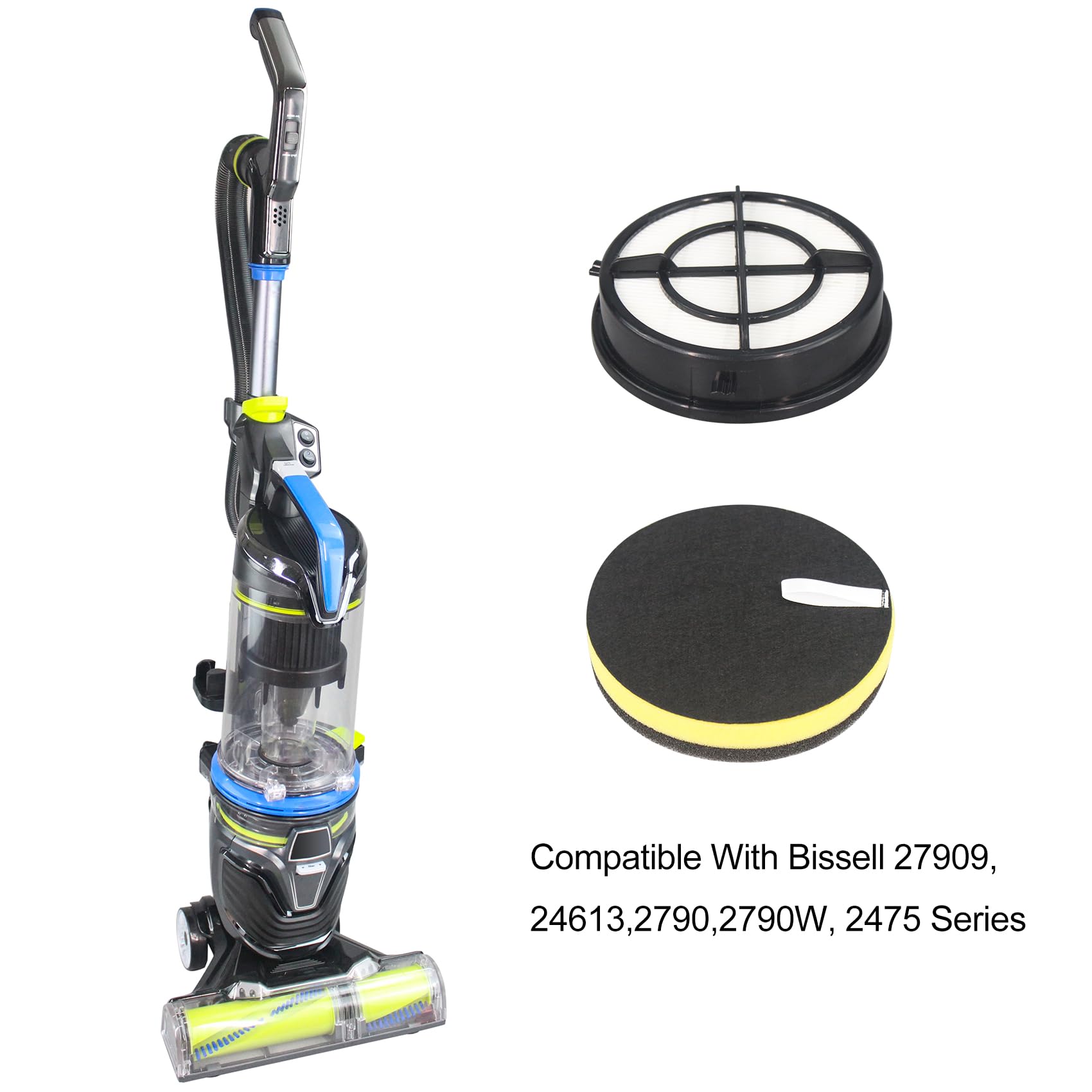 Cpai Replacement Filters Compatible With Bissell Pet Hair Eraser Turbo Rewind Vacuum Cleaner,Fits Models 27909,24613,2790,2790W,