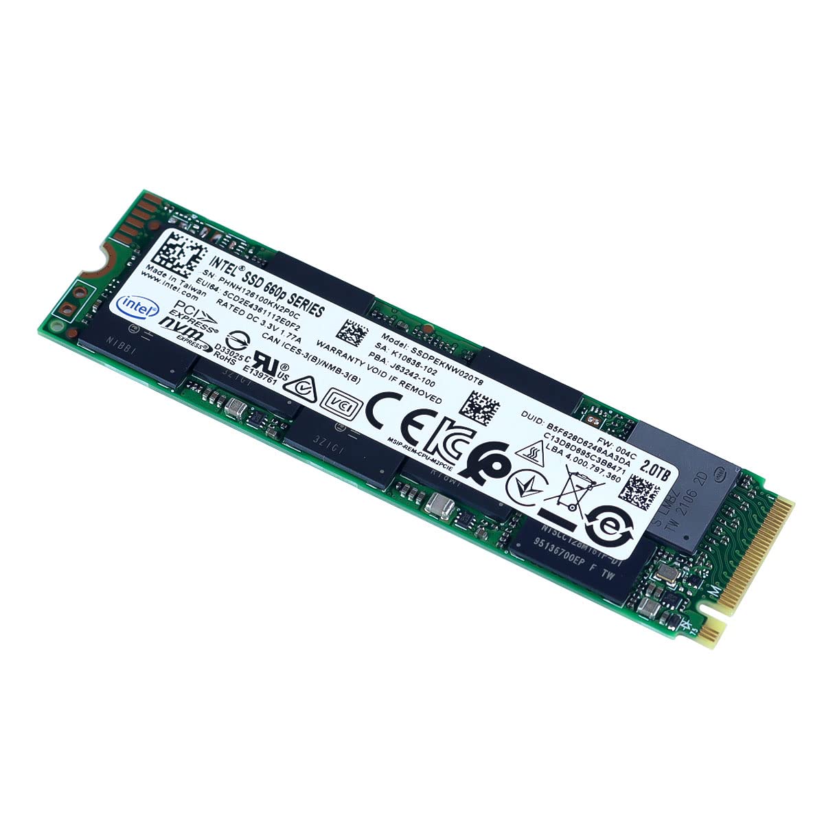 Intel 660P Series M.2 2280 2Tb Pcie Nvme 3.0 X4 3D2, Qlc Internal Solid State Drive (Ssd) Ssdpeknw020T8X1