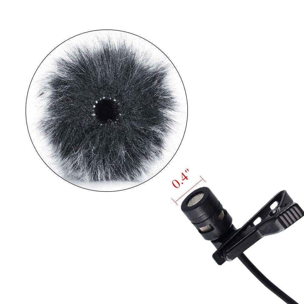 Lavalier Wind Muff 3 Pack Lapel Microphone Wind Muff 0.2/0.4 Inch Furry Lav Windscreen Windproof Wind Screen (0.4Inch, Black/Whi