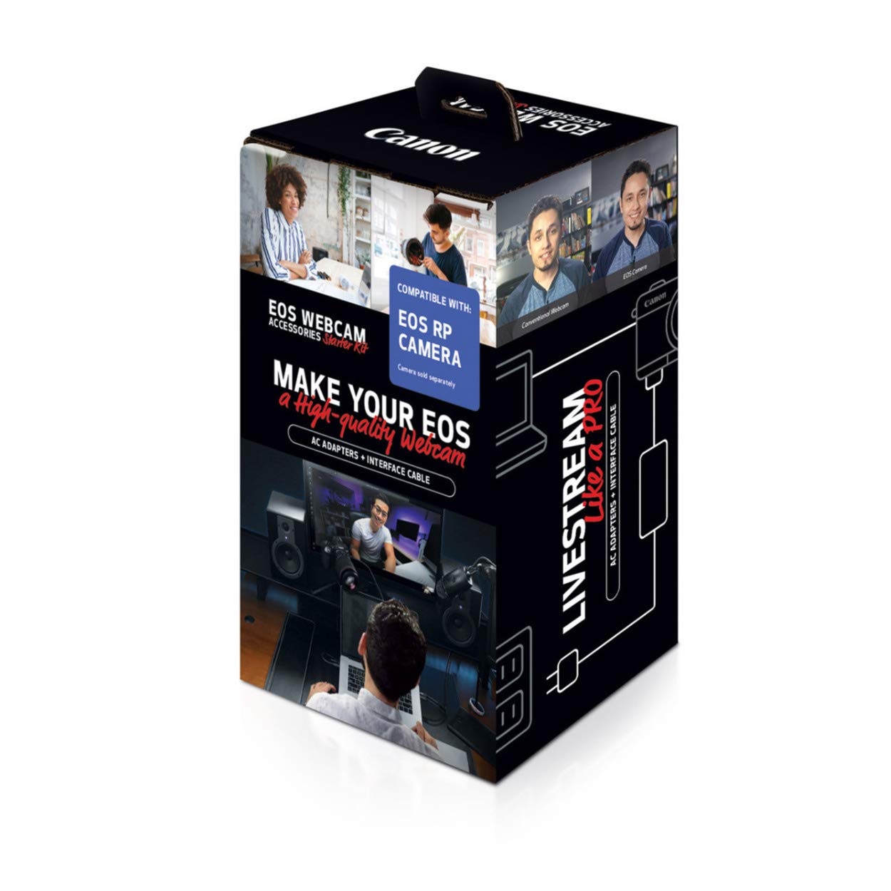 Canon EOS Webcam Accessory Starter Kit, for Select EOS R Series Digital Cameras, AC Adapter AC E6N, DC Coupler DR E18, Interface Cable IFC 100U, for Live Streaming, Teaching, & Content Creators