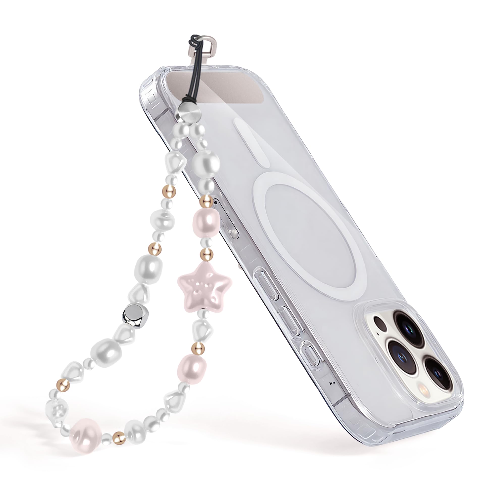 Penekin Phone Charm with Stainless Steel Tether Tab, Sparkling Phone Lanyard with Strong Cord Inside, Wristlet Strap for Cellpho