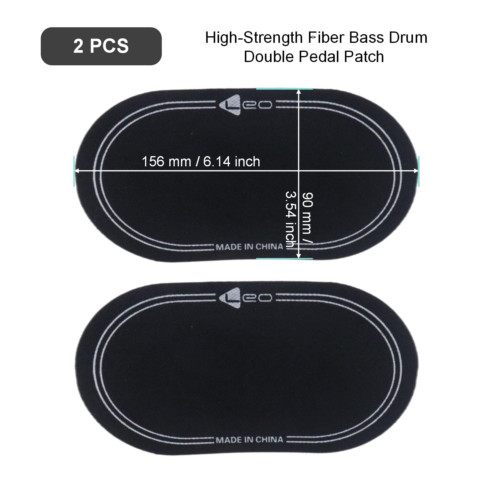 Cashbeat 2Pcs High Strength Fiber Bass Drum Double Pedal Patch, 6.1'' X 3.5'' Self Adhesive Drumhead Mute Pad, Durable & Effecti