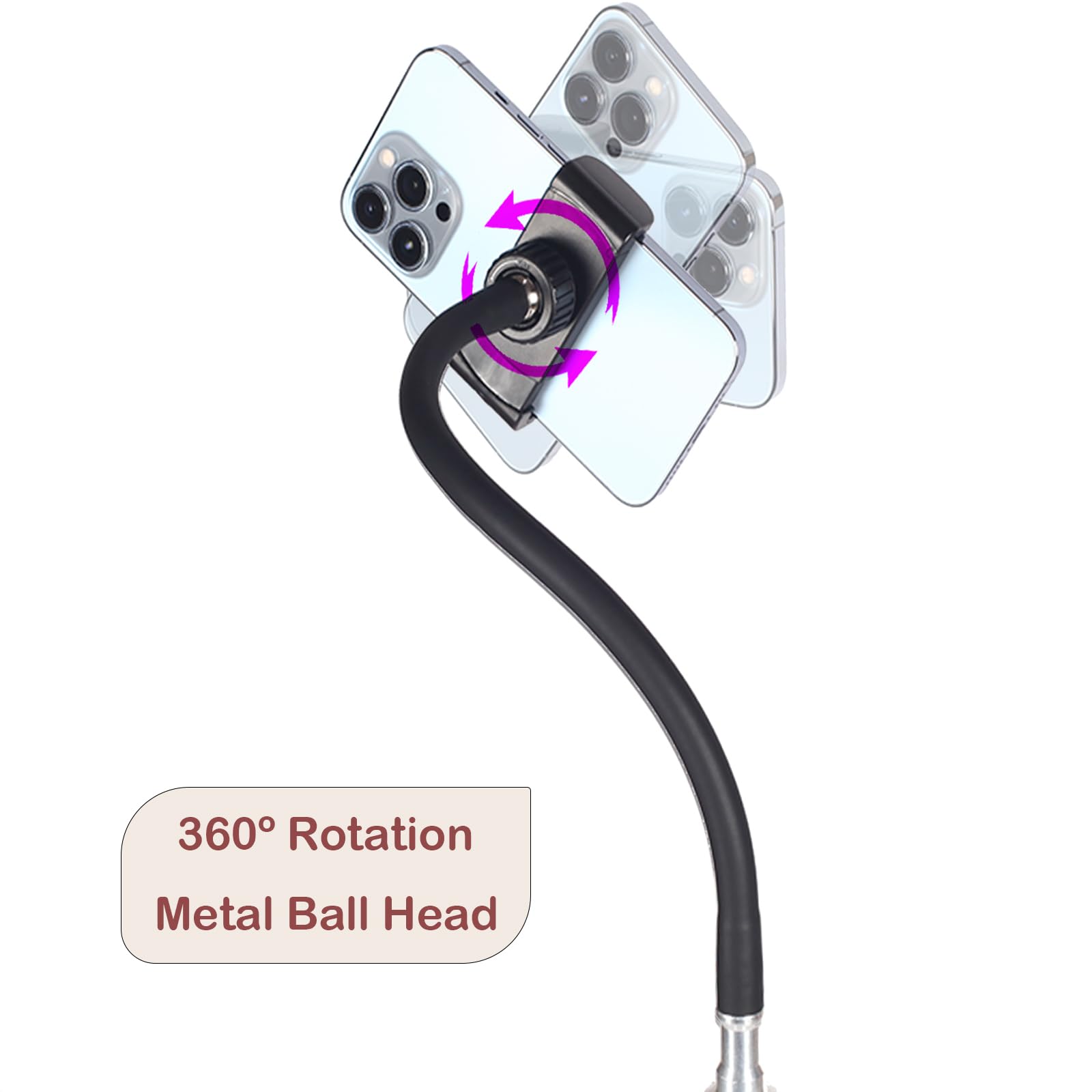 Haitent Phone Floor Tripod Stand,7.2 Feet Retractable Adjustable Gooseneck Cell Phone Tall Tripod Stand For Iphone 12 Pro Max,Ip