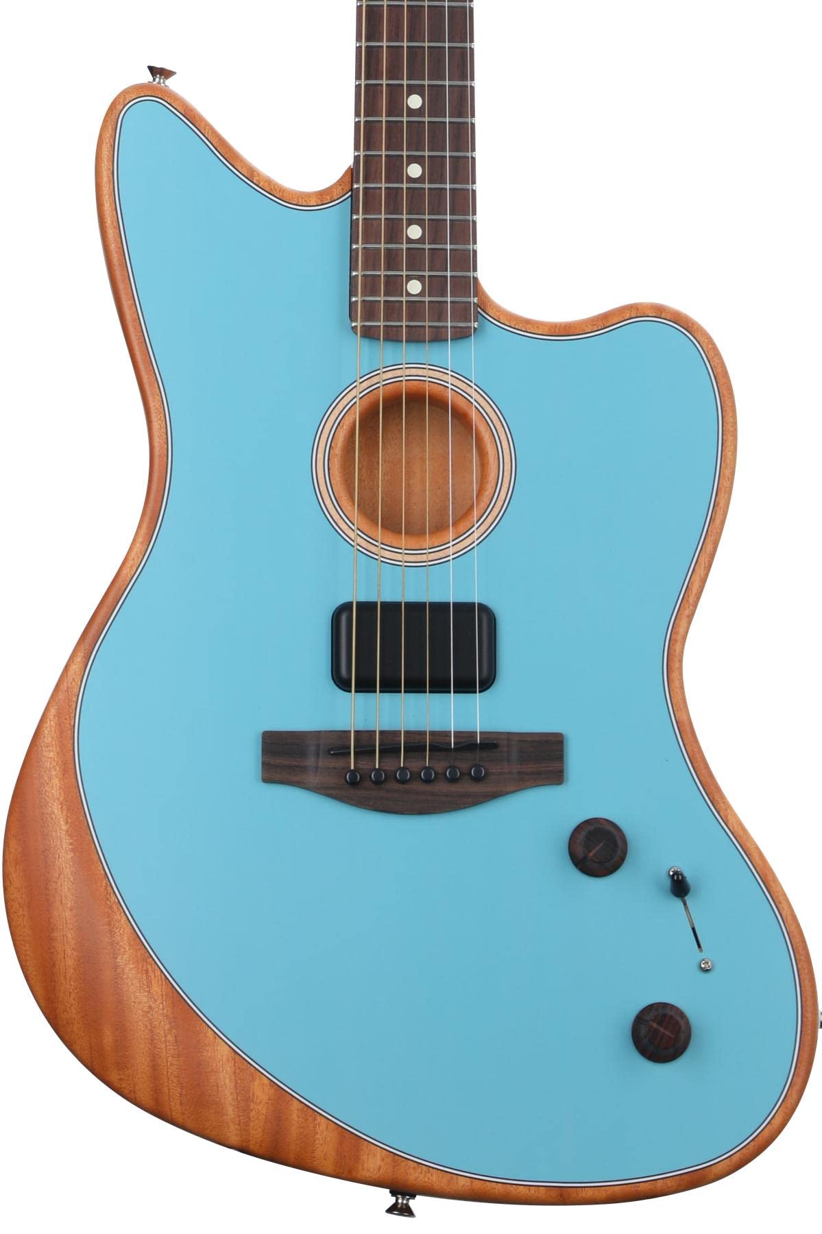 Fender Acoustasonic Player Jazzmaster Acoustic Electric Guitar, with 2-Year Warranty, Ice Blue, Rosewood Fingerboard, with Gig B