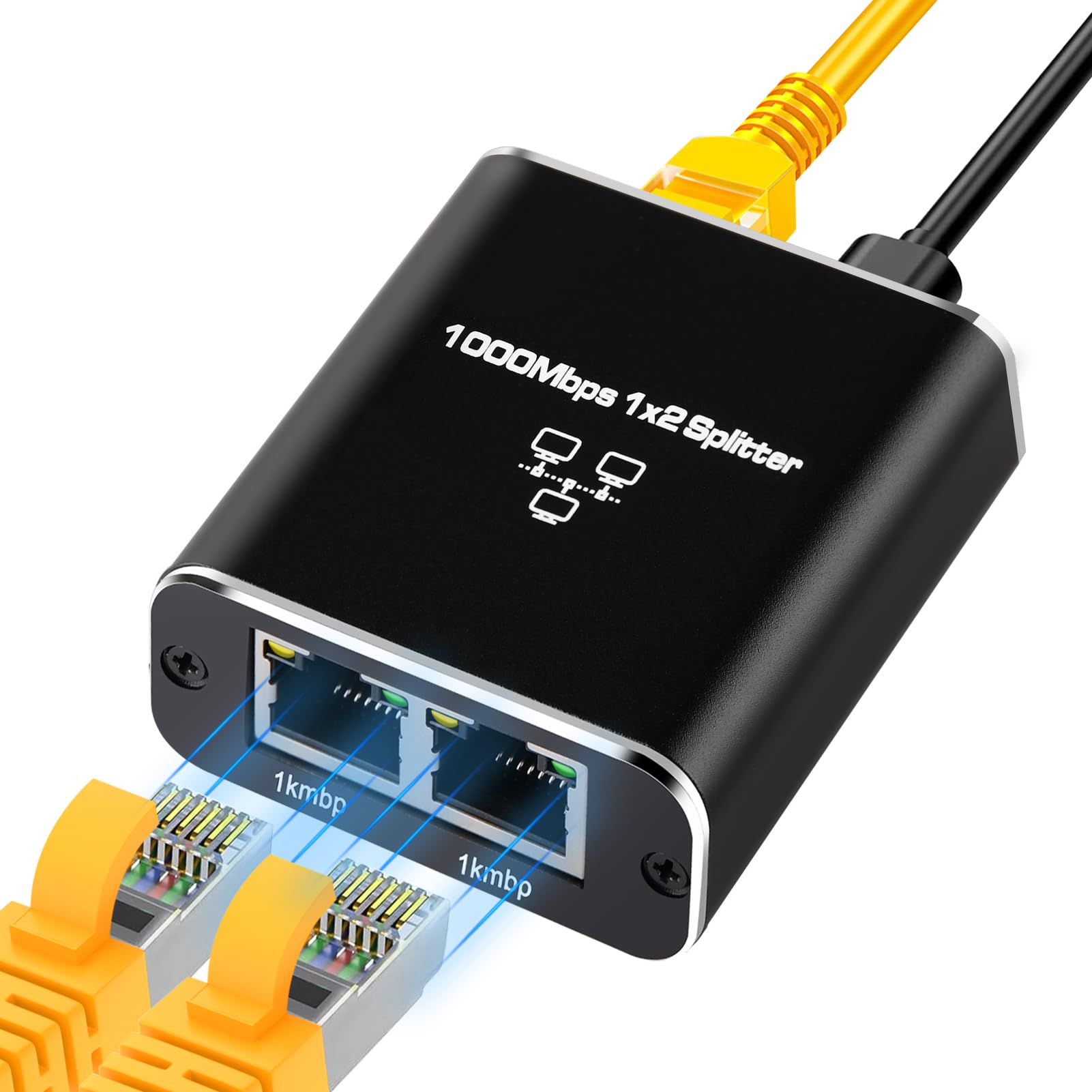 Ankey Ethernet Splitter 1 To 2 High Speed 1000Mbps, Ethernet Cable Splitter, Internet Splitter With Usb Power Cable, Ethernet Po