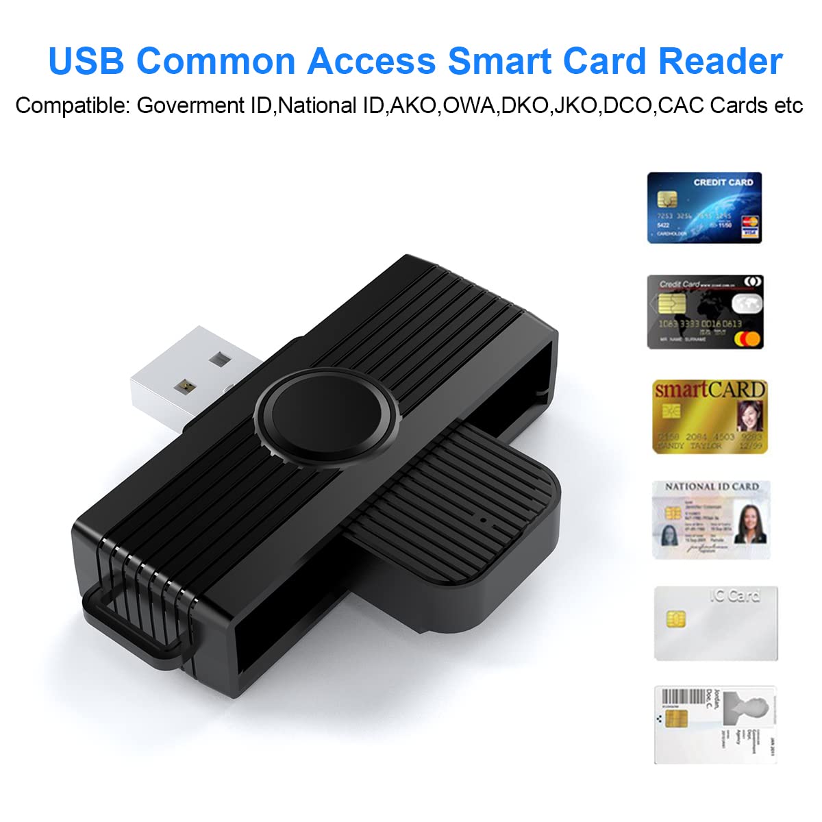 Cac Reader, Dod Military Usb Common Access Cac Card Reader, Smart Card Reader Compatible With Windows, Mac Os And Linux