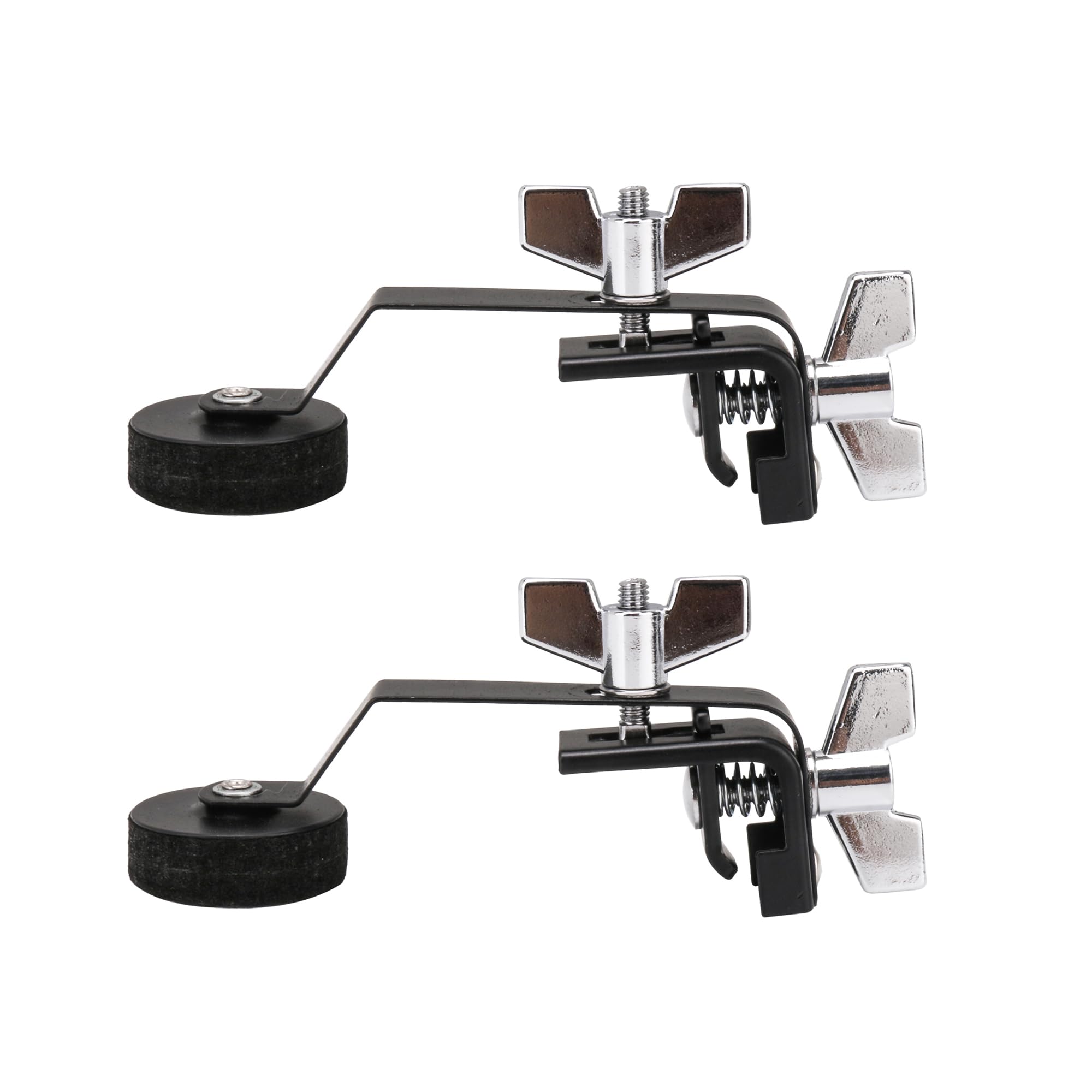 Lovermusic 2Pcs Metal Drum Damper Mute Silencer Muffler Clamp On Tone Control For Snares Tom Drum Accessories Black