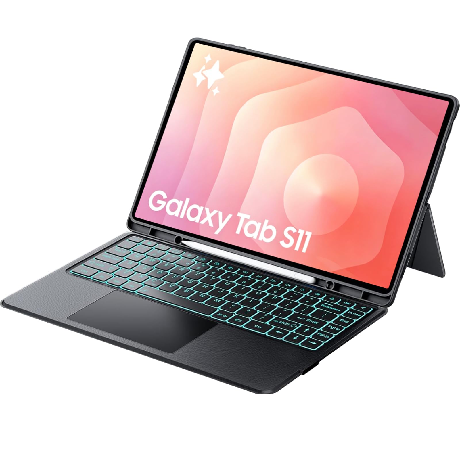 Detachable Keyboard Case for Samsung Galaxy Tab S11 11inch 2025, 7Color Backlit Bluetooth Magnetic Keyboard Case for Samsung S