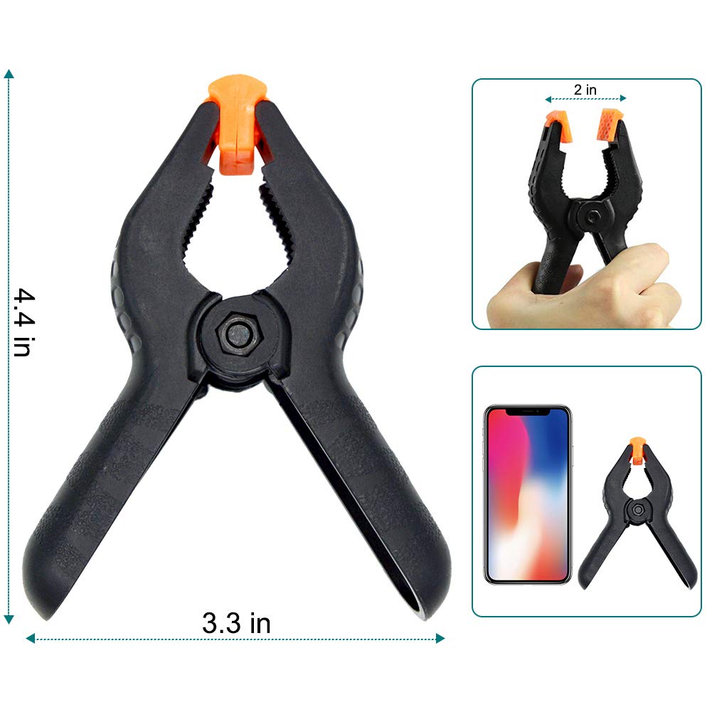 Lidlife 16 Clips Include 8 Heavy Duty Spring Clips, 8 Backdrop Background Clip Holders, Adjustable Elastic Nylon Photo Clips, Fo