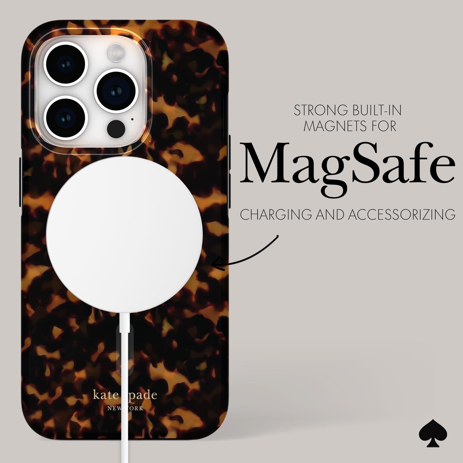 Kate Spade New York Iphone 15 Pro Case, Compatible With Magsafe   Tortoiseshell
