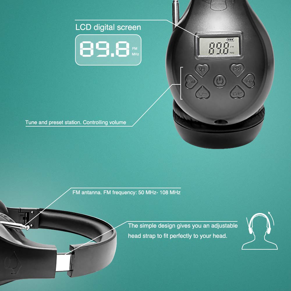 Portable Personal Fm Radio Headphones Ear Muffs With Best Reception, Wireless Headset With Built In Radio For Mowing, Jogging, Walking, Daily Works Powered By 2 Aa Batteries (Not Included)