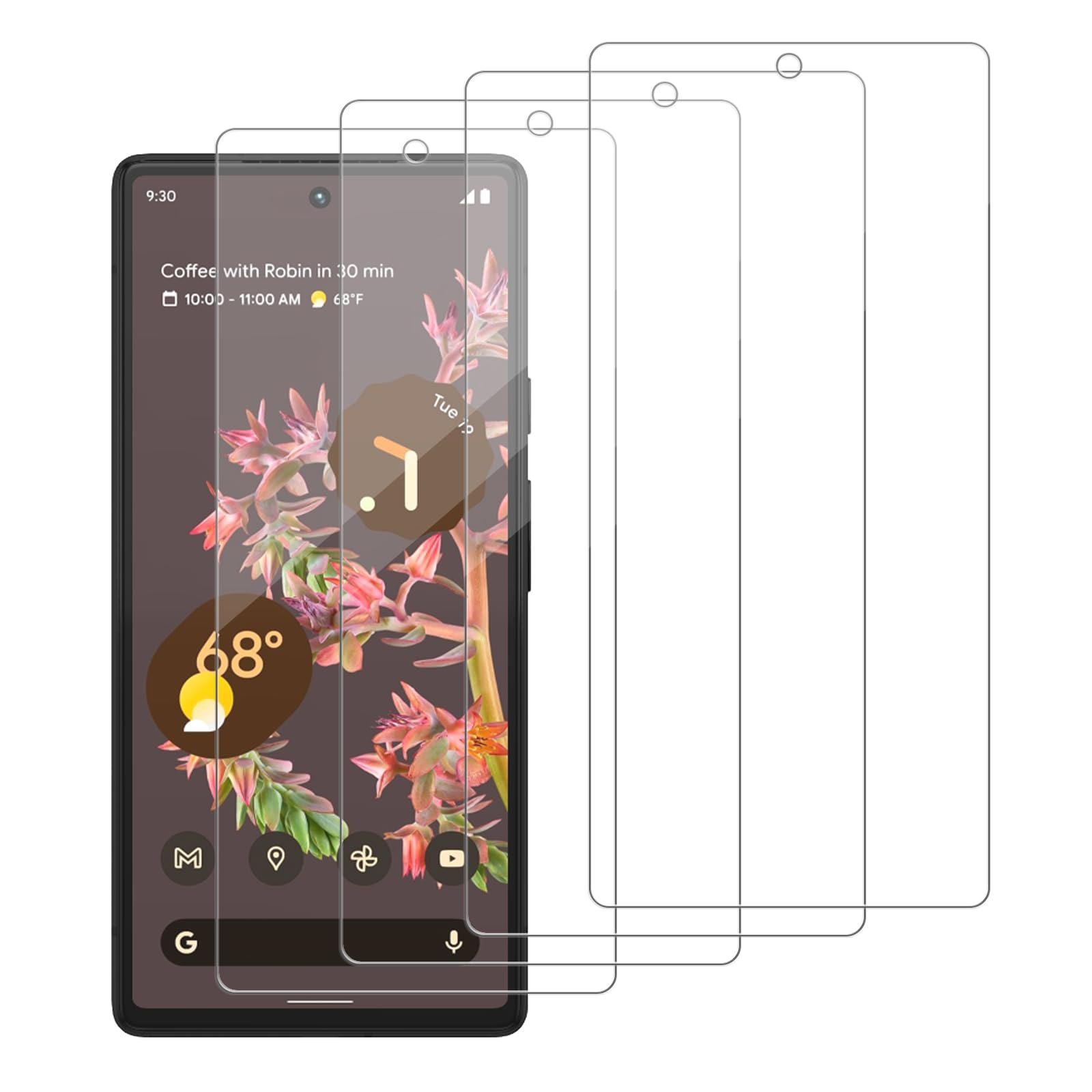 iCsapr 4 Pack Glass Screen Protector Compatible for Google Pixel 6 / GB7N6 G9S9B16 [9H Hardness]-HD Screen Tempered Glass,Scratc