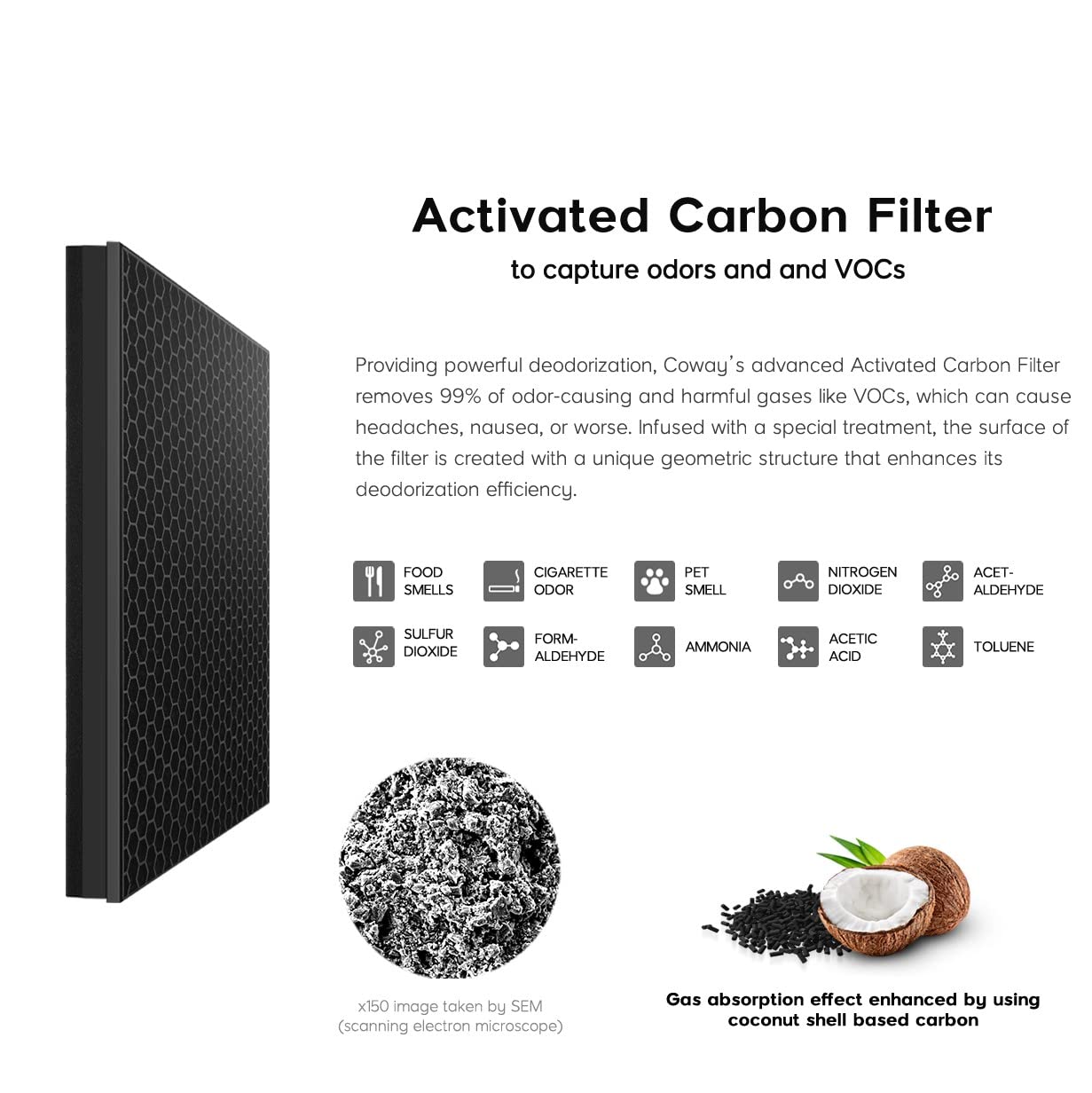 Coway Airmega 400/400S Air Purifier Replacement Filter Set Max 2 Green True HEPA Active Carbon Filter Green/Black