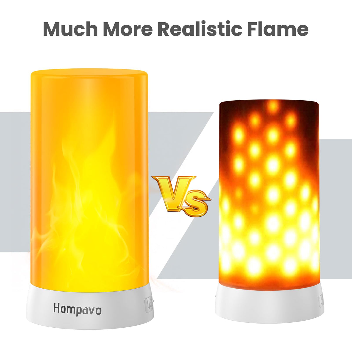 Hompavo LED Flame Lights with Remote & Timer, Rechargeable Flameless C ...