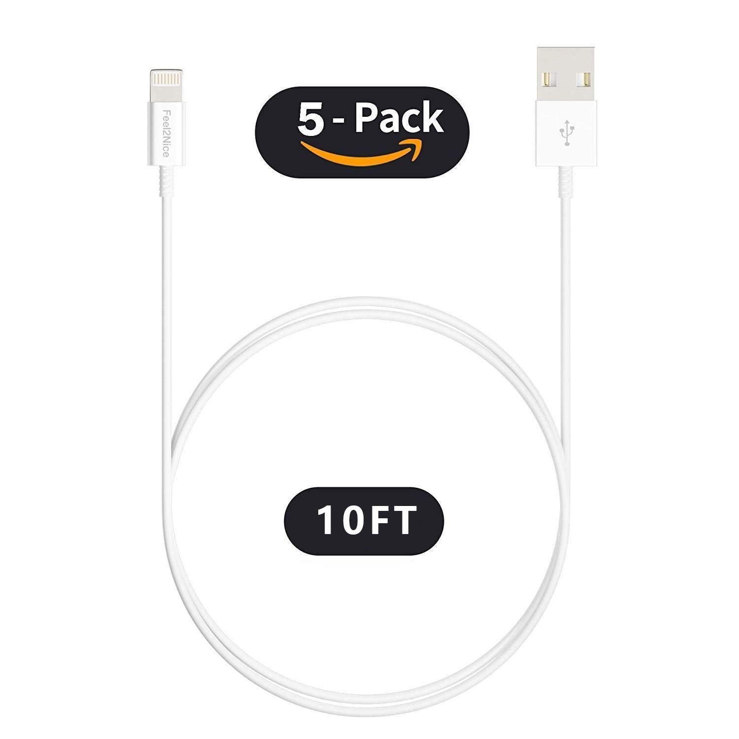 [ Mfi Certified ] 5Pack 10Ft Iphone Charger Cable, Long Lightning Cable 10 Foot, High Fast 10 Feet Iphone Charging Cable Cord Connector For Iphone 12 Mini 12 Pro Max 11 Pro Max Xs Xr X 6 Airpods