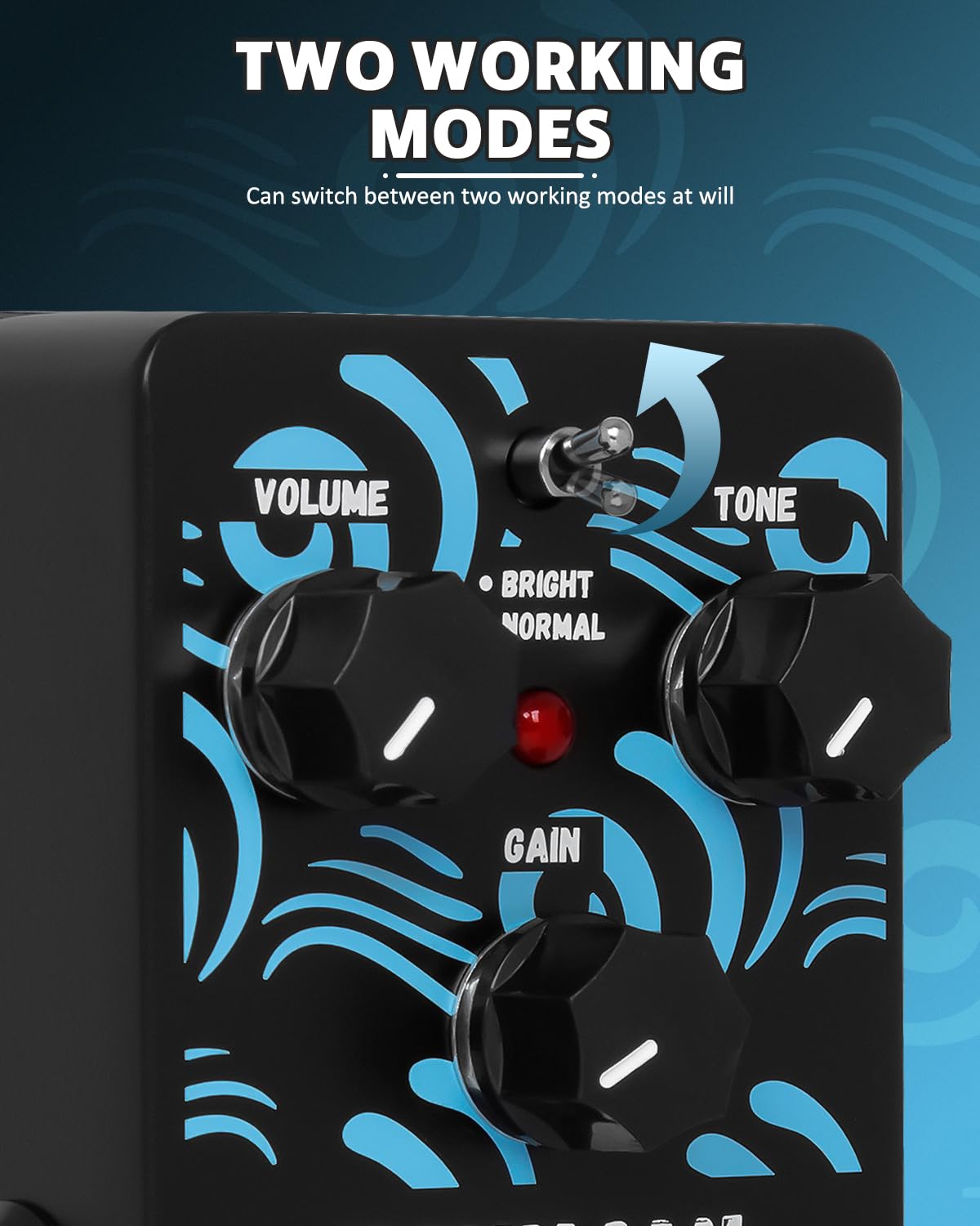 Strich Tsunami Overdrive Guitar Pedal, Blues Drive Vintage Overdrive Warm/Hot Modes, True Bypass For Electric Guitar, Black