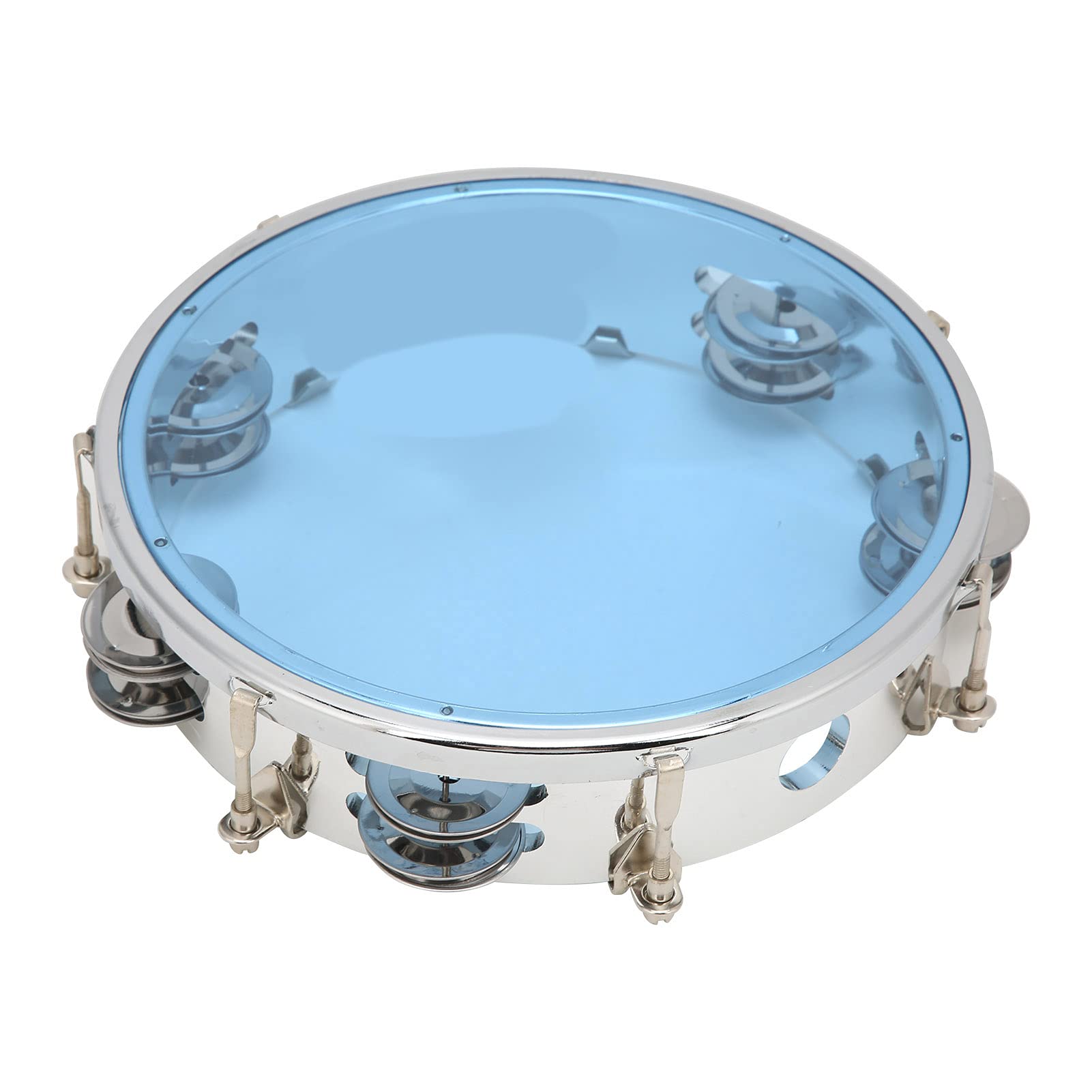 Ubervia Tambourine, Small Overtone Handheld Hand Drum Adjustable Tone for Percussion Teaching(blue)