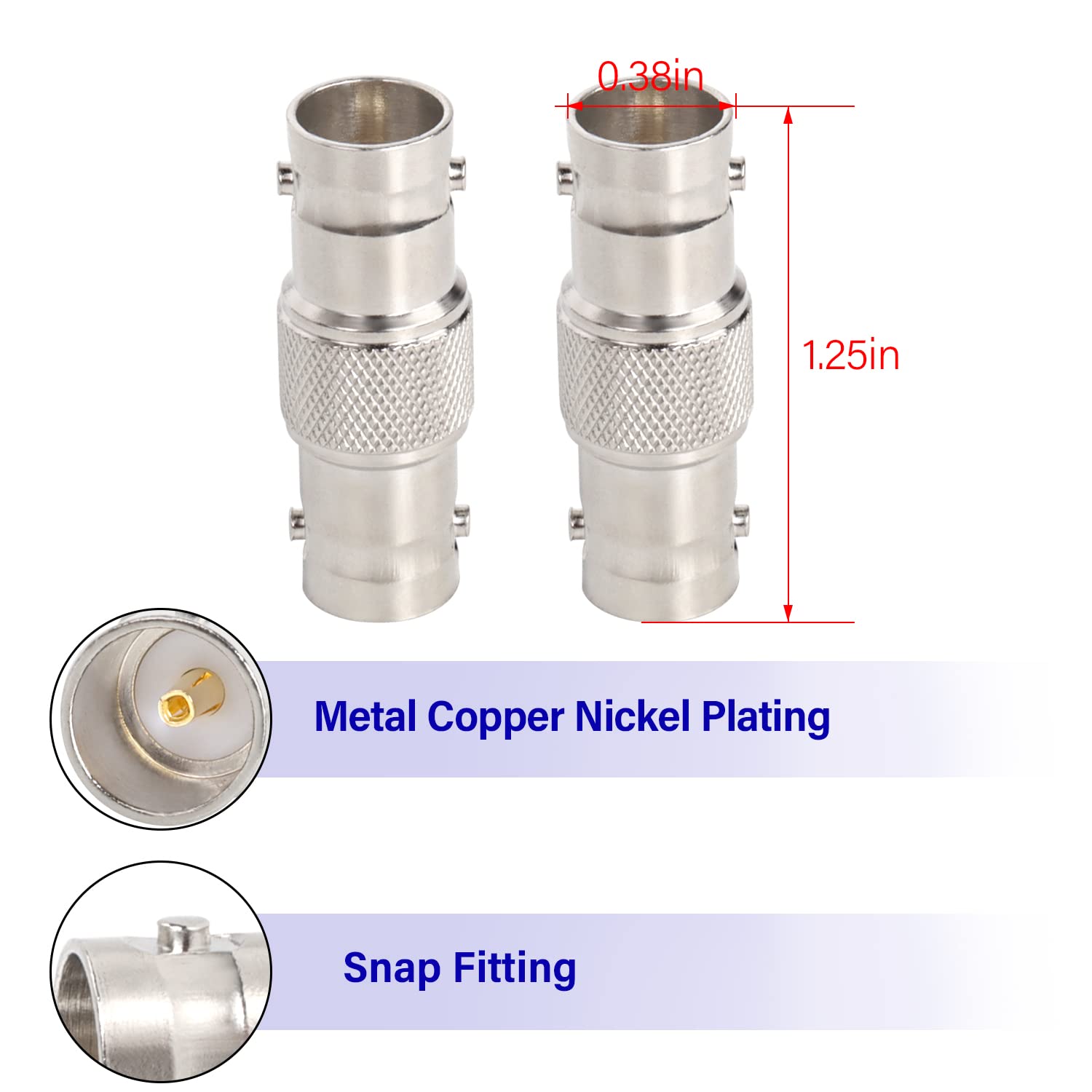 Xrds  Rf Sdi Connector 2Pcs 75 Ohm Bnc Adapter Bnc Female To Female Barrel Connector For Hd Sdi/3G Sdi/4K/8K Sdi Video Camera Ca