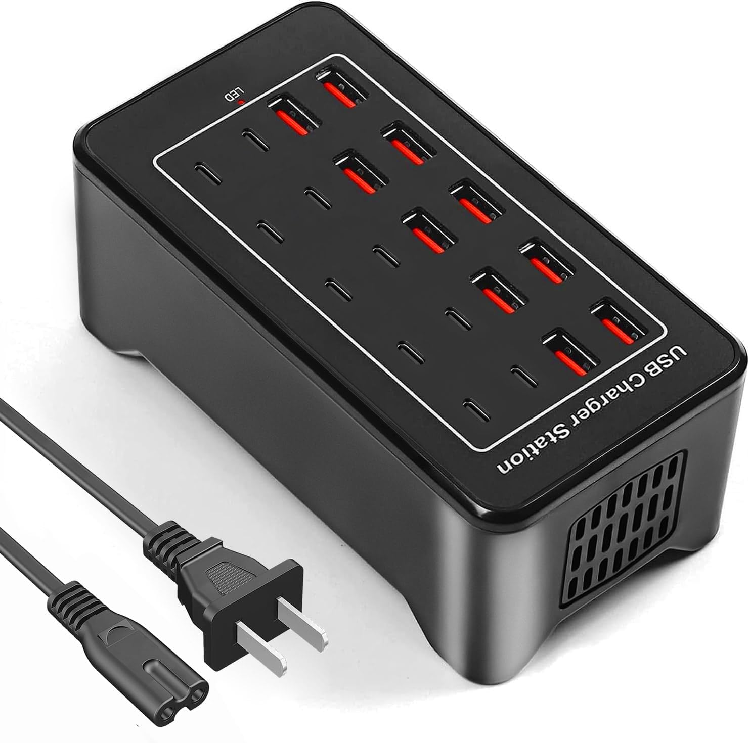 USB Charging Station, USB C Charger Block, 20Port (20A) Multiple Charging Hub Desktop 10 Port USB Charger Compatible for Apple i