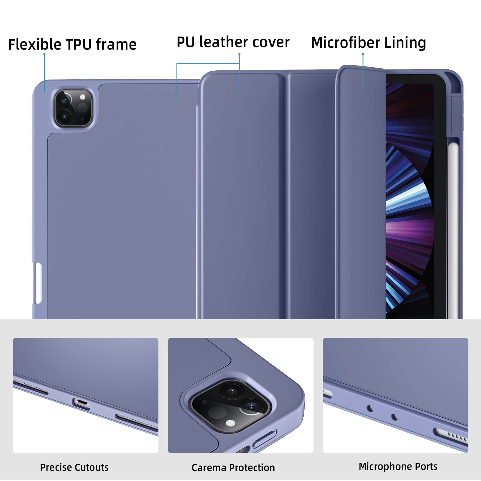 Wenlaty Case For Ipad Pro 11 Inch 4Th Generation 2022 With Pencil Holder, Also Fit For Ipad Pro 11 Case 3Rd Generation 2021 /2Nd