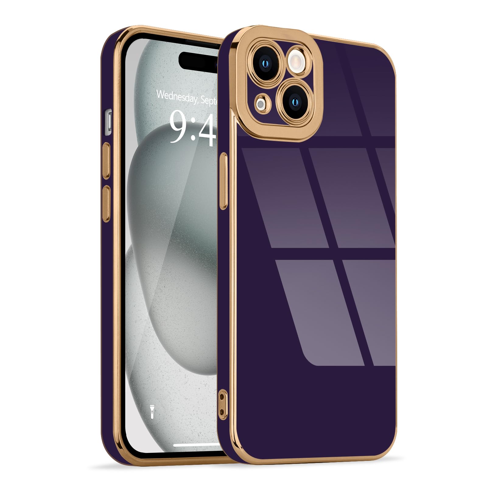 Lafunda Designed For Iphone 15 Plus Case Cute, Luxury Plating Case For Women Girls Gold Edge Soft Tpu Bumper Cover With Camera P