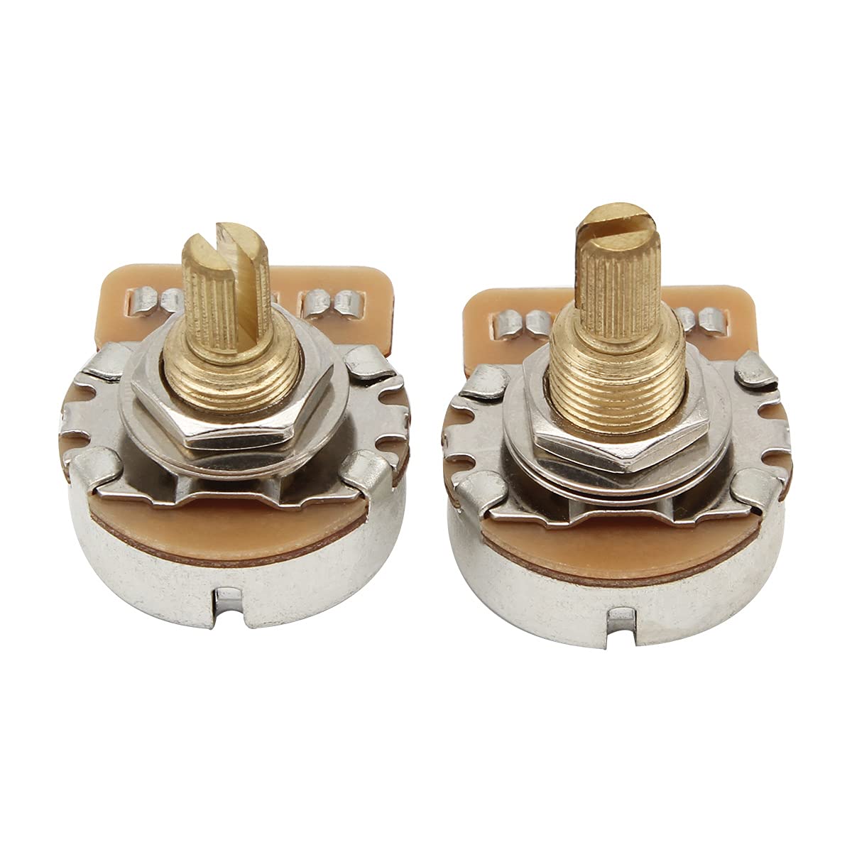 Fleor 2Pcs A250K Audio Pots 15.5Mm Short Split Shaft Guitar Potentiometer, 24 Tooth