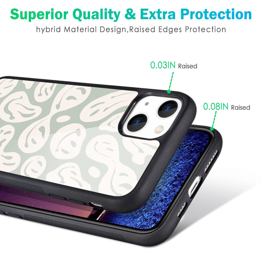 Maycari Compatible With Iphone 13 Mini Case For Children Women Happy Smile Face Hippie, Hard Back Cover With Trippy Cute Pattern