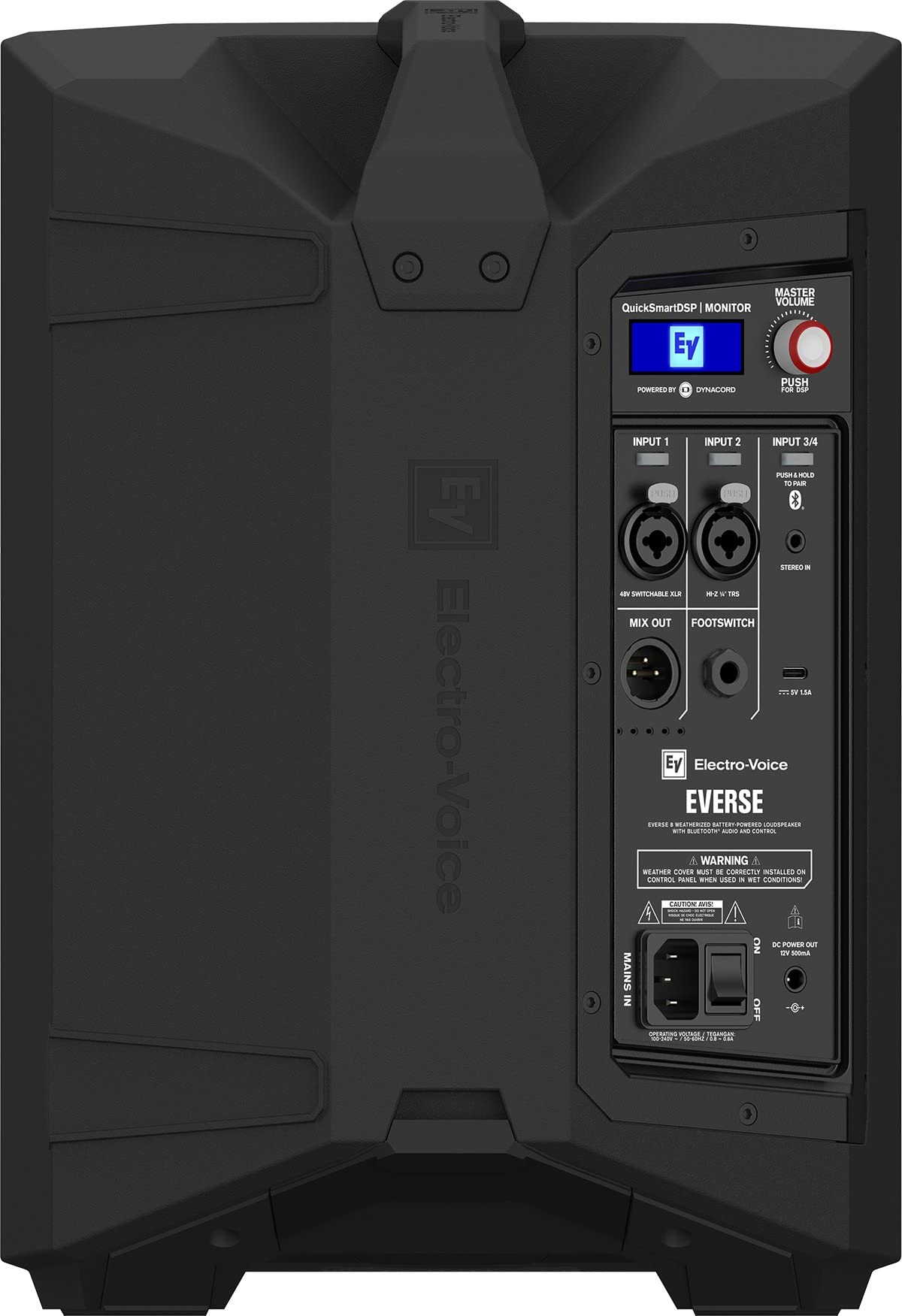 Electro-Voice Everse 8 8 2-Way Battery Powered Loudspeaker With Bluetooth, Automatic Feedback Suppression, And Music Ducking, Bl