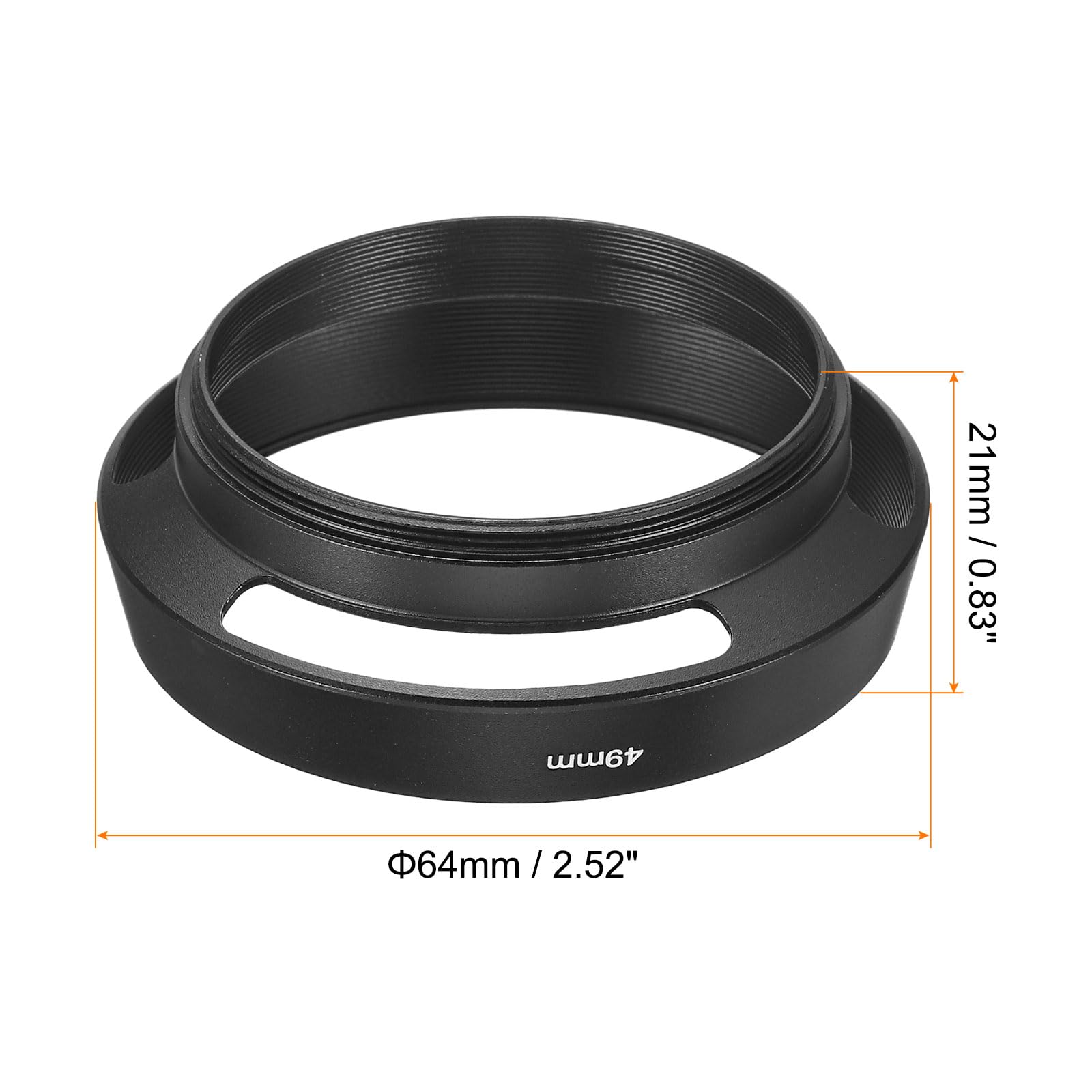 Patikil 49Mm Lens Hood, Standard Vented Matte Surface Anti Reflective Inside Hood With Cleaning Cloth For Camera Lens, Black For