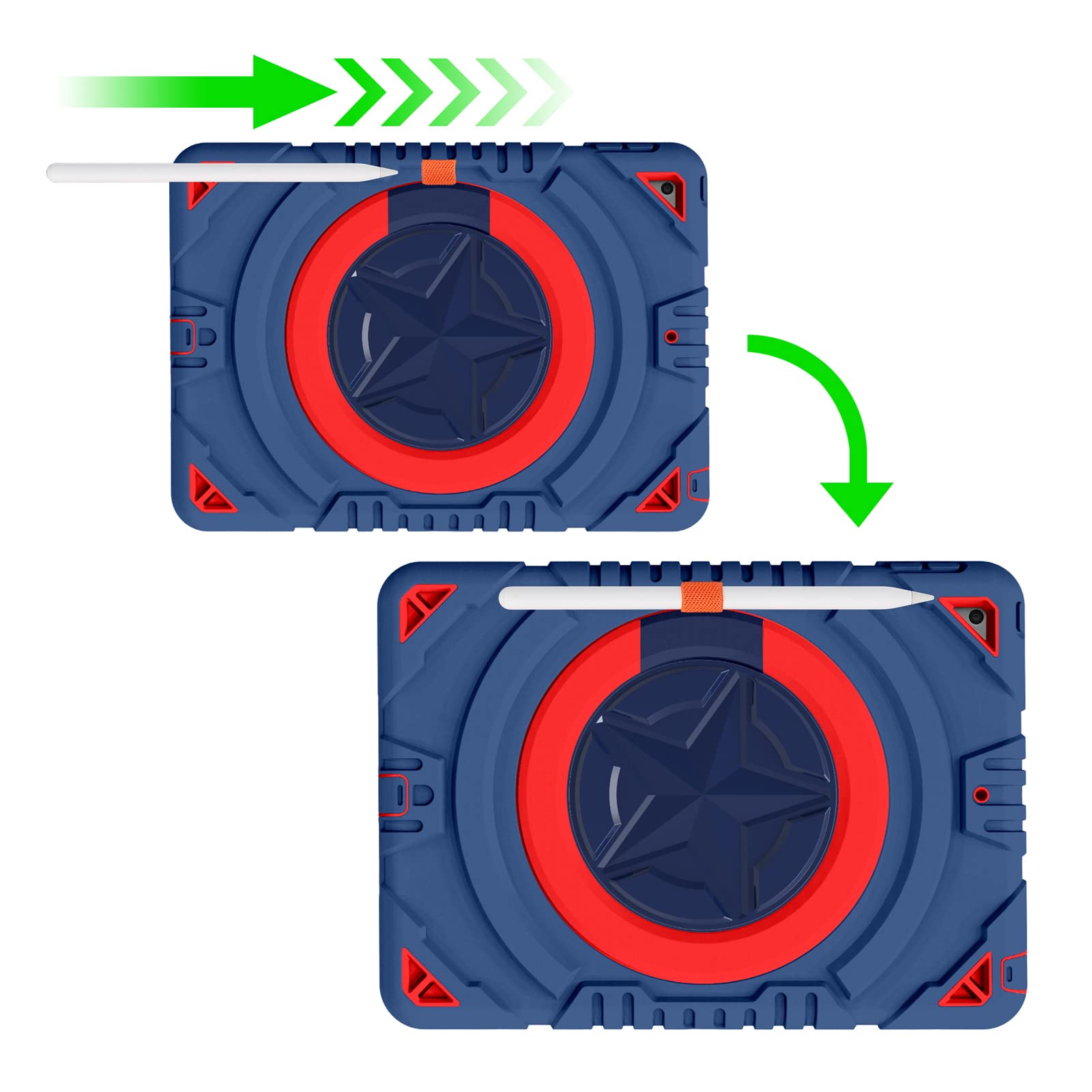 Xzc Ipad 9Th 8Th 7Th Generation Case (Ipad 102 Case 202120202019) Heavy Duty Shockproof Rugged Cover With Rotating Standpencil H