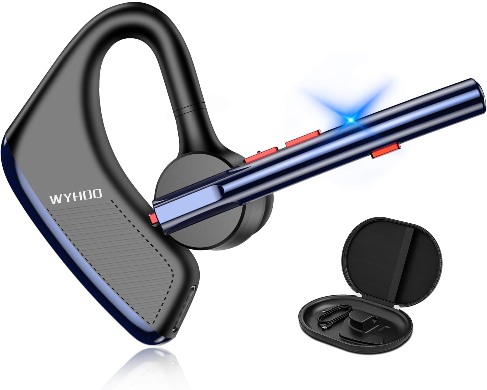 Wyhoo Bluetooth Earpiece V5.2 Wireless Handsfree Headset With Cvc8.0 Noise Cancelling Dual Microphone 24Hrs Driving Bluetooth He