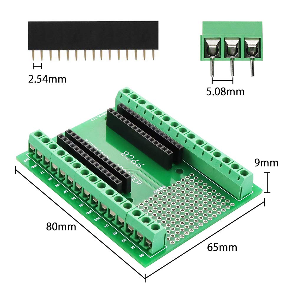 Keeyees 2Pcs Expansion Pcb Board With Screw Terminal Block Pin Header For Esp8266 For Nodemcu Development Board