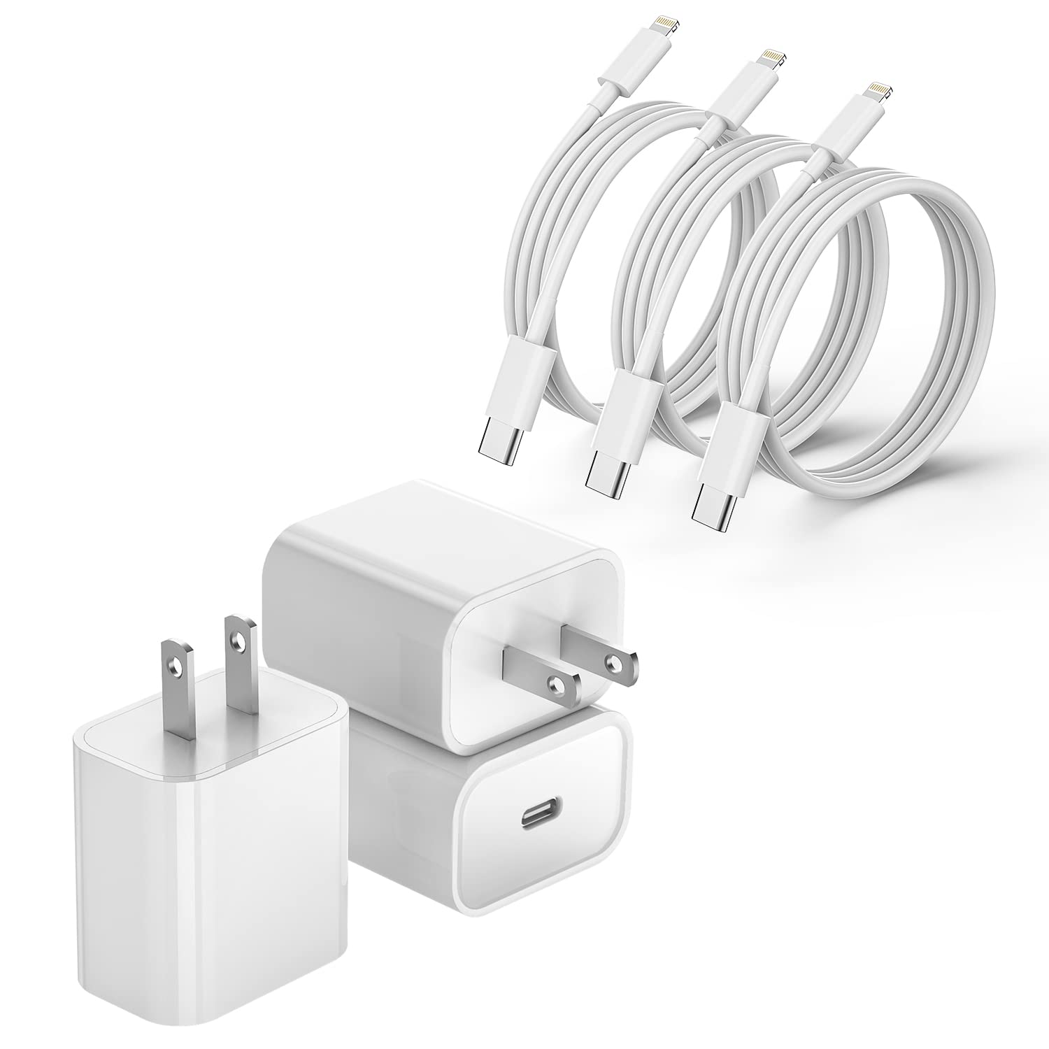 Iphone 13 12 11 Fast Charger, 3Pack [Apple Mfi Certified] Lightning Cable Cord 20W Type C Charger Usb C Fasting Charging Plug Ad