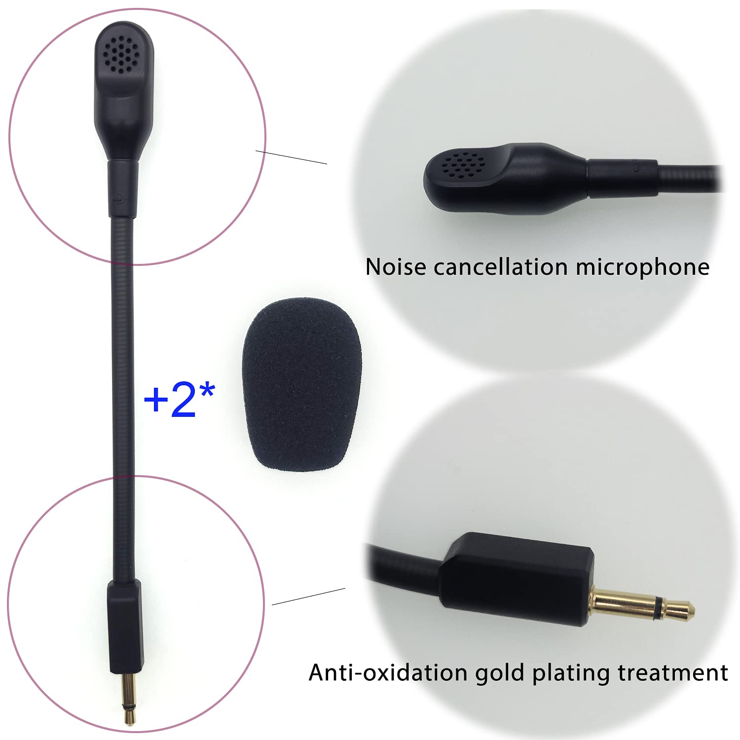 Mic Replacement Fits For Razer Blackshark V2,V2 Pro,V2 Special Edition Wireless Gaming Headsets, Noise Cancelling 3.5Mm Jack Boo