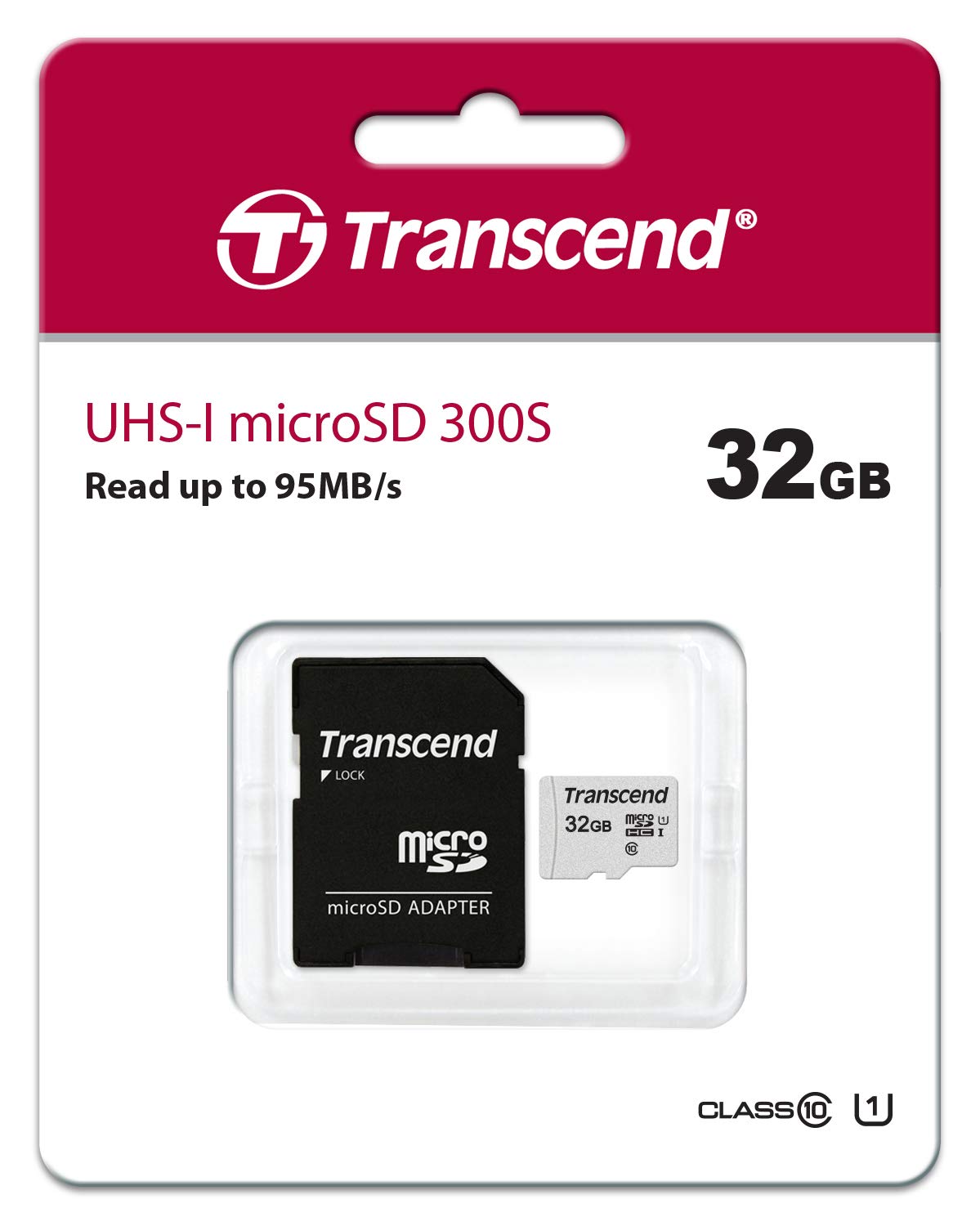 Transcend 32GB microSDHC UHS I Class 10 U1 Memory Card with Adapter