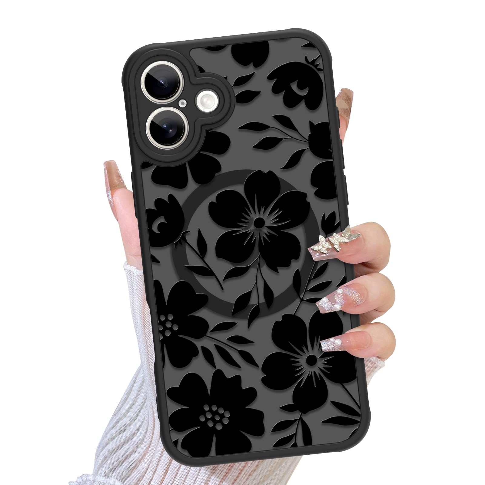 TEAUGHT Compatible with iPhone 17 Case 2025 Support for MagSafe Cute Pattern Floral Flower Camera Protection Matte Skin-Touch Co