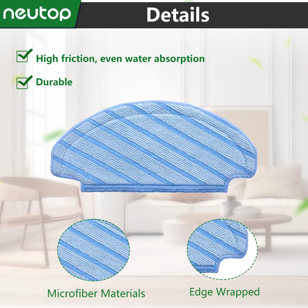Neutop Replacement Washable Mopping Pads Compatible With Ecovacs Deebot T8, T8+, T8 Aivi, N8, N8 Pro/Pro+, N10 Plus, Robot Vacuu