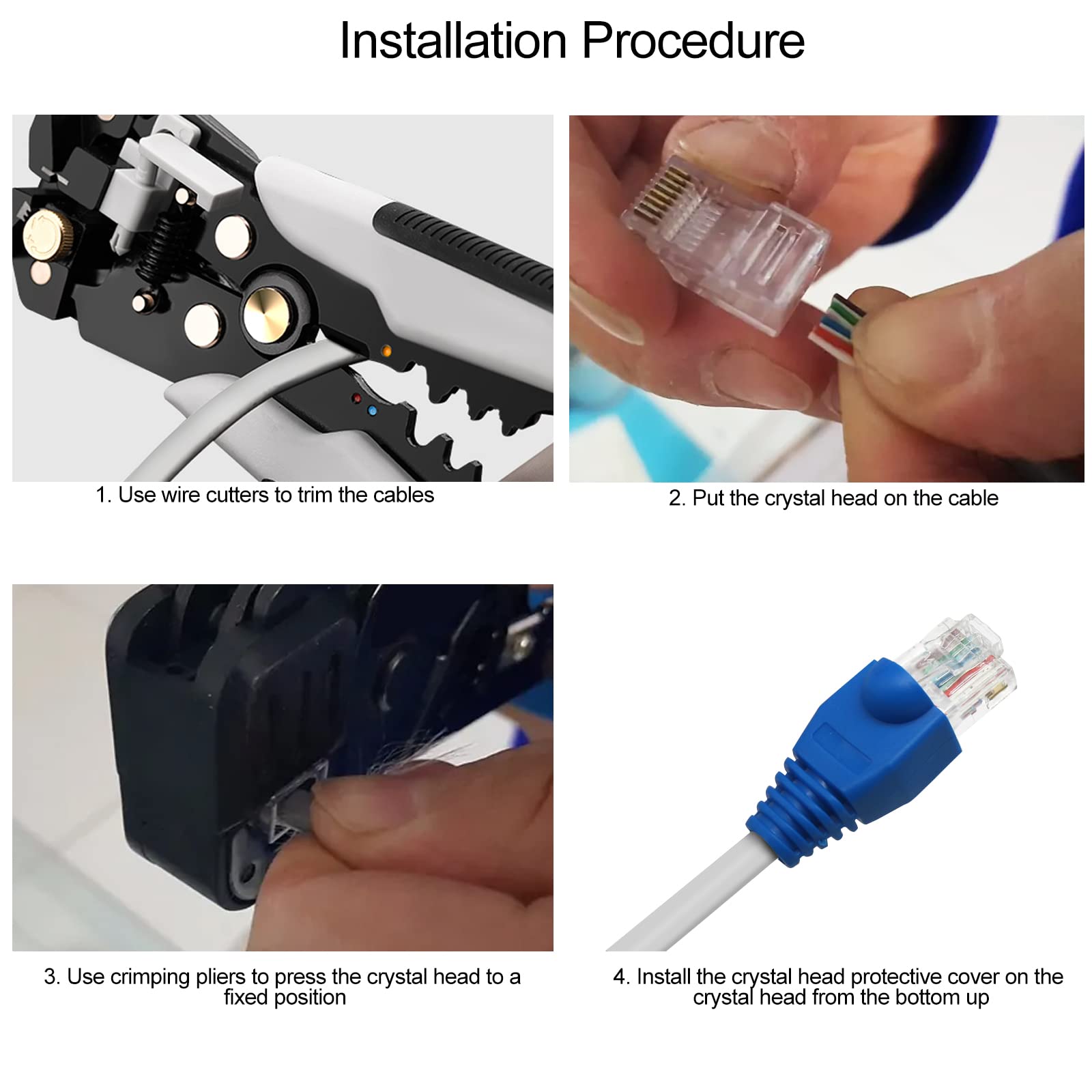 Copapa Yiovvom Soft Plastic Ethernet Rj45 Cable Connector Boots Cover Strain Relief Boots Cat5 Cat5E Cat6 Cat6E 100Pcs (Blue)