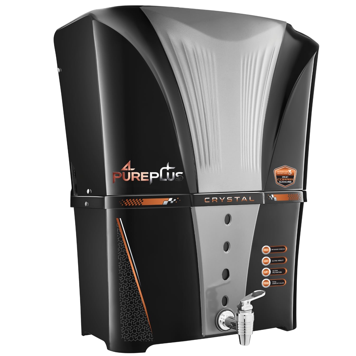 Pureplus 12 Litre Ro Water Purifier With Bio Copper Zinc Alkaline Filter Technology With Uv, Uf, Tds Adjuster And Fully Automati