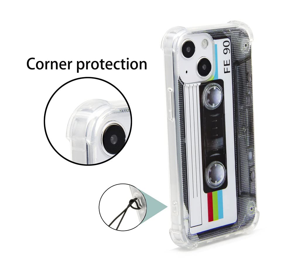 Fateamll Case For Iphone 13 Mini, Matte Finish Heavy Duty Soft Back Cover With Reinforced Corners Tpu Soft Bumper Retro Cassette