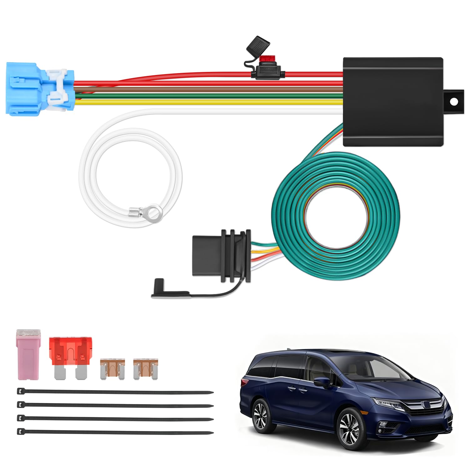 Nilight 4 Pin Trailer Wiring Harness Kit 56382 Vehicle Standard 4 Way Connector Custom for 2018 2019 2020 2021 2022 2023 2024 20