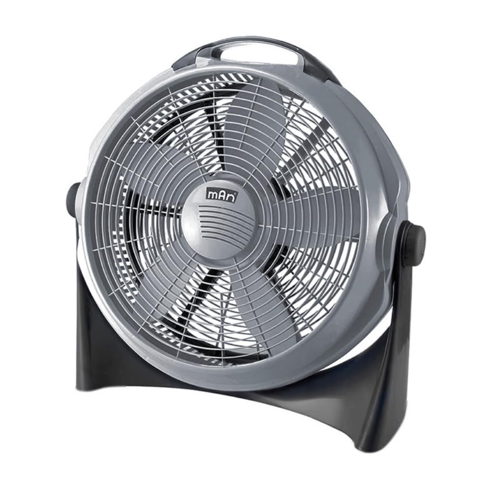 MAN 20-Inch Floor Fan, Gray and Black, High-Velocity Air Circulator, Adjustable Tilt, Indoor Cooling