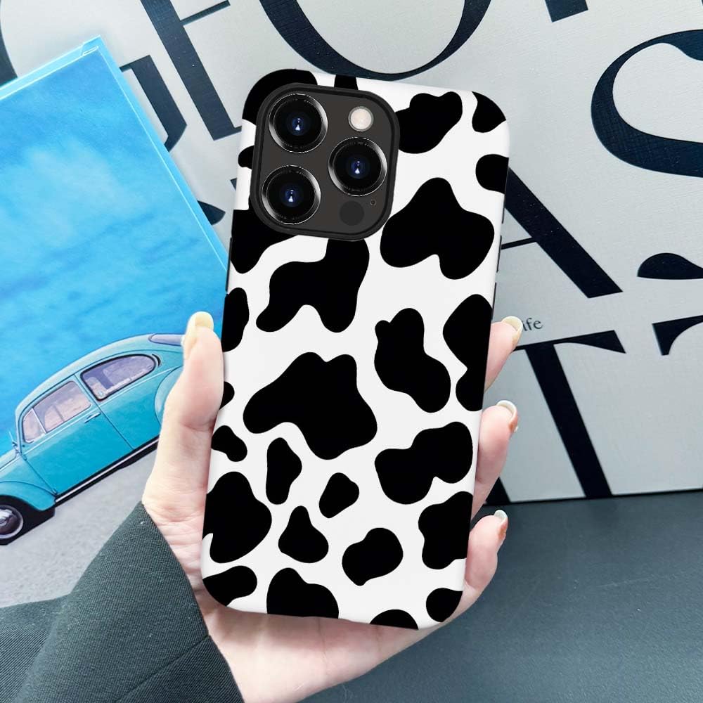 Seized Case Compatible With For Iphone 13 Pro,Black White Cow Pattern Phone Case For Girl Women Boy Men,Durable Protection Case