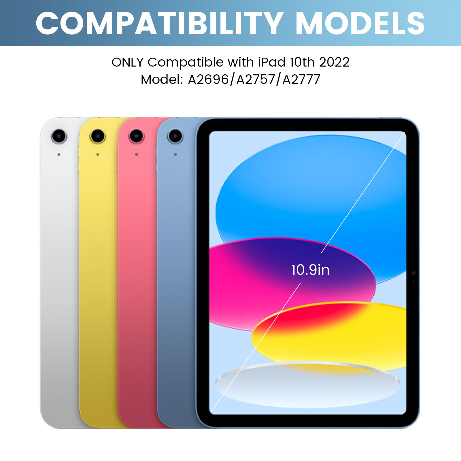 Soppy Keyboard Case For Ipad 10Th Generation & Mouse For New Ipad 10Th Generation 10.9In 2022 (A2696/A2757/A2777), Detachable Wi