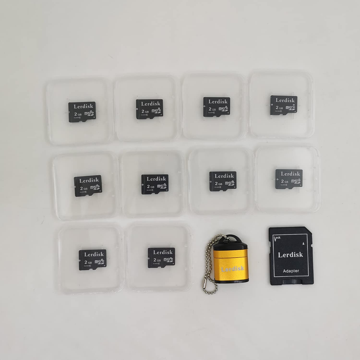 Lerdisk Factory Wholesale Micro Sd Card 2Gb Pack Of 10 In Bulk Microsd With Sd Adapter Produced By Authorized Licencee(2Gb)